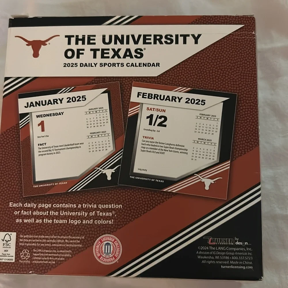 The University of Texas 2025 Daily Sports desk calendar